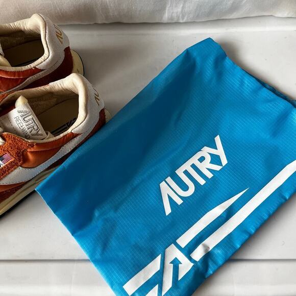 Autry NEW Reelwind Low Suede Leather Sneakers in Amberglow Orange M8/ W10 main image 8